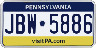 PA license plate JBW5886