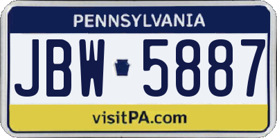 PA license plate JBW5887