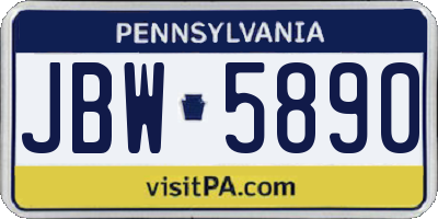 PA license plate JBW5890