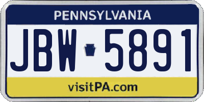 PA license plate JBW5891