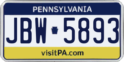 PA license plate JBW5893