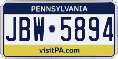 PA license plate JBW5894