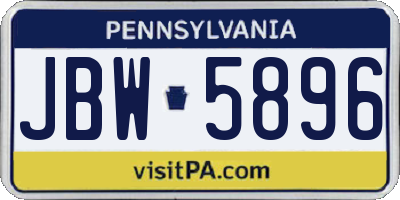 PA license plate JBW5896