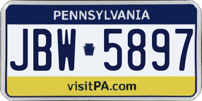 PA license plate JBW5897