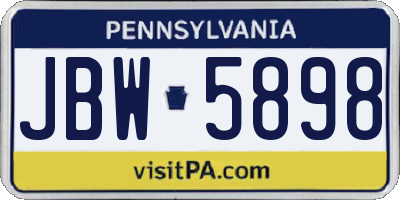 PA license plate JBW5898