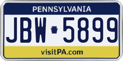 PA license plate JBW5899