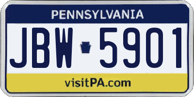 PA license plate JBW5901