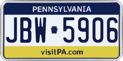PA license plate JBW5906