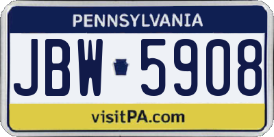 PA license plate JBW5908