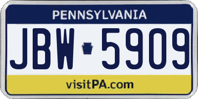 PA license plate JBW5909