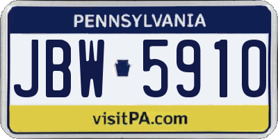 PA license plate JBW5910
