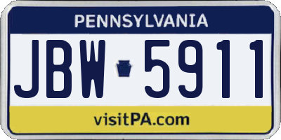 PA license plate JBW5911