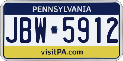 PA license plate JBW5912
