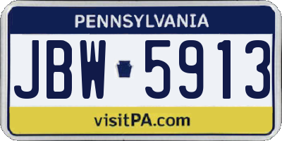 PA license plate JBW5913