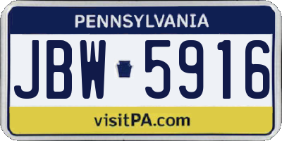 PA license plate JBW5916