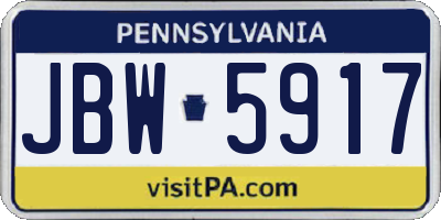 PA license plate JBW5917