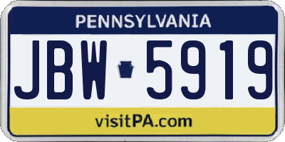 PA license plate JBW5919