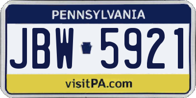 PA license plate JBW5921