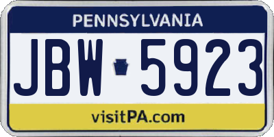 PA license plate JBW5923