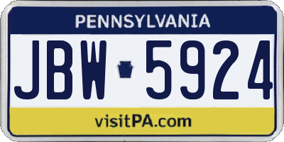PA license plate JBW5924