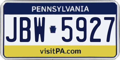 PA license plate JBW5927
