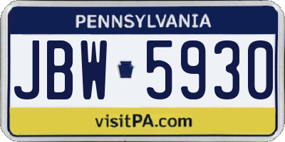 PA license plate JBW5930