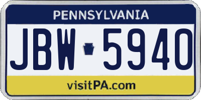 PA license plate JBW5940