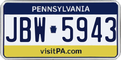 PA license plate JBW5943