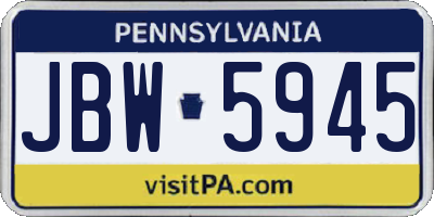 PA license plate JBW5945