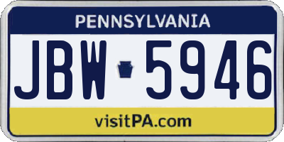 PA license plate JBW5946