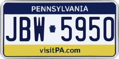 PA license plate JBW5950