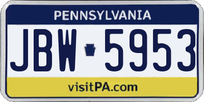 PA license plate JBW5953