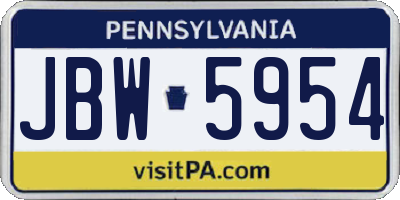 PA license plate JBW5954