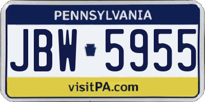 PA license plate JBW5955