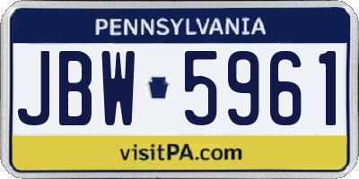 PA license plate JBW5961