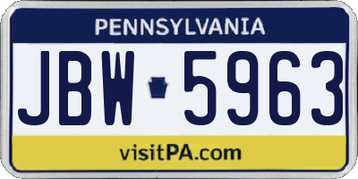PA license plate JBW5963