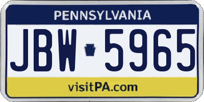 PA license plate JBW5965