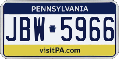 PA license plate JBW5966