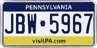 PA license plate JBW5967