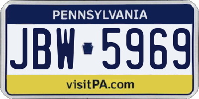 PA license plate JBW5969