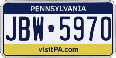 PA license plate JBW5970