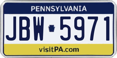PA license plate JBW5971