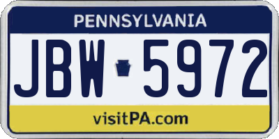 PA license plate JBW5972