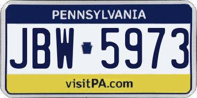 PA license plate JBW5973