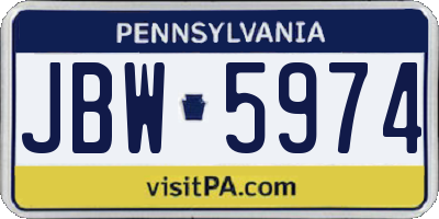 PA license plate JBW5974