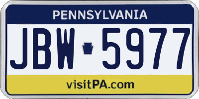 PA license plate JBW5977