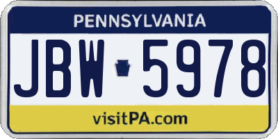 PA license plate JBW5978