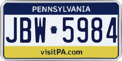 PA license plate JBW5984