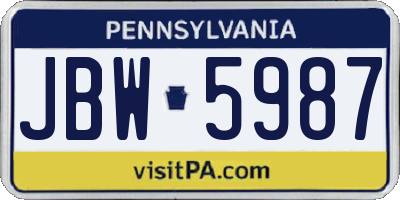 PA license plate JBW5987