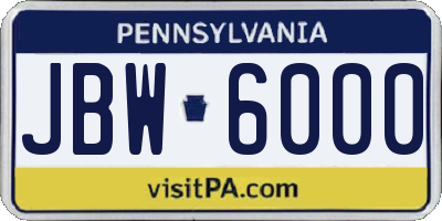 PA license plate JBW6000